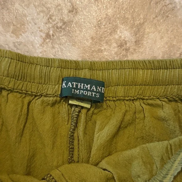 Olive Green Wide Leg Pants - Picture 3 of 5
